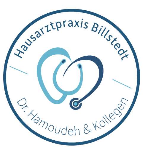 Logo Hausarztpraxis Billstedt Dr. Hamoudeh und Kollegen Allgemeinmedizin Praktischer Arzt Hamburg Rundkreis weiss transparent